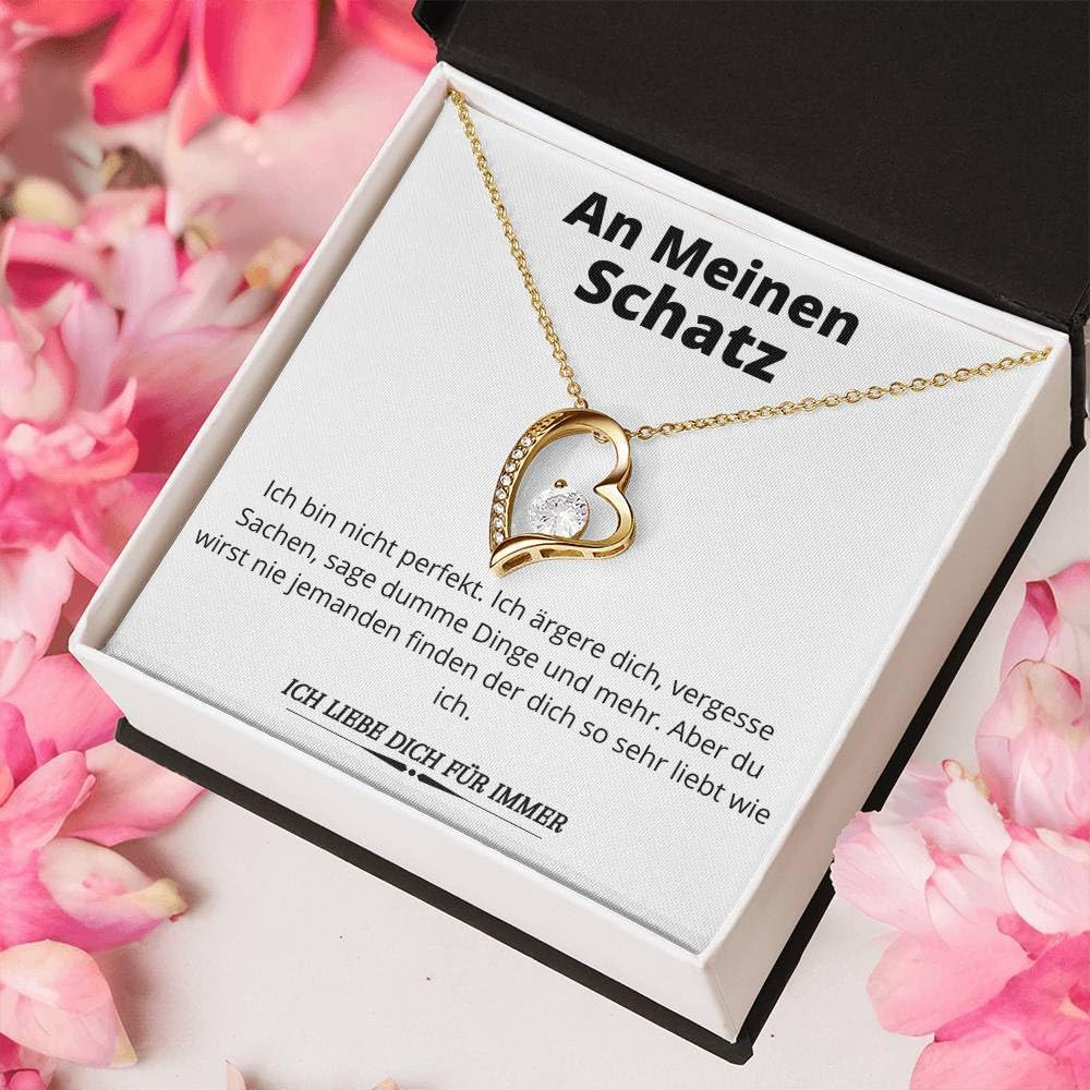 An Meinen Schatz Kette, Geburtstagsgeschenke für Frauen,Gelbgold Beschichtet Herzkette für Freundin, Geschenkset frauen, Liebevolle Jahrestag Geschenk für Sie