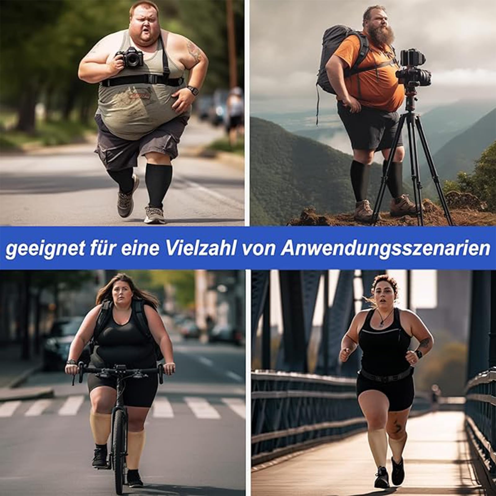 Plus Size Calcetines deportivos de compresión para mujer Calcetines de compresión para hombre 2 pares de calcetines para correr
