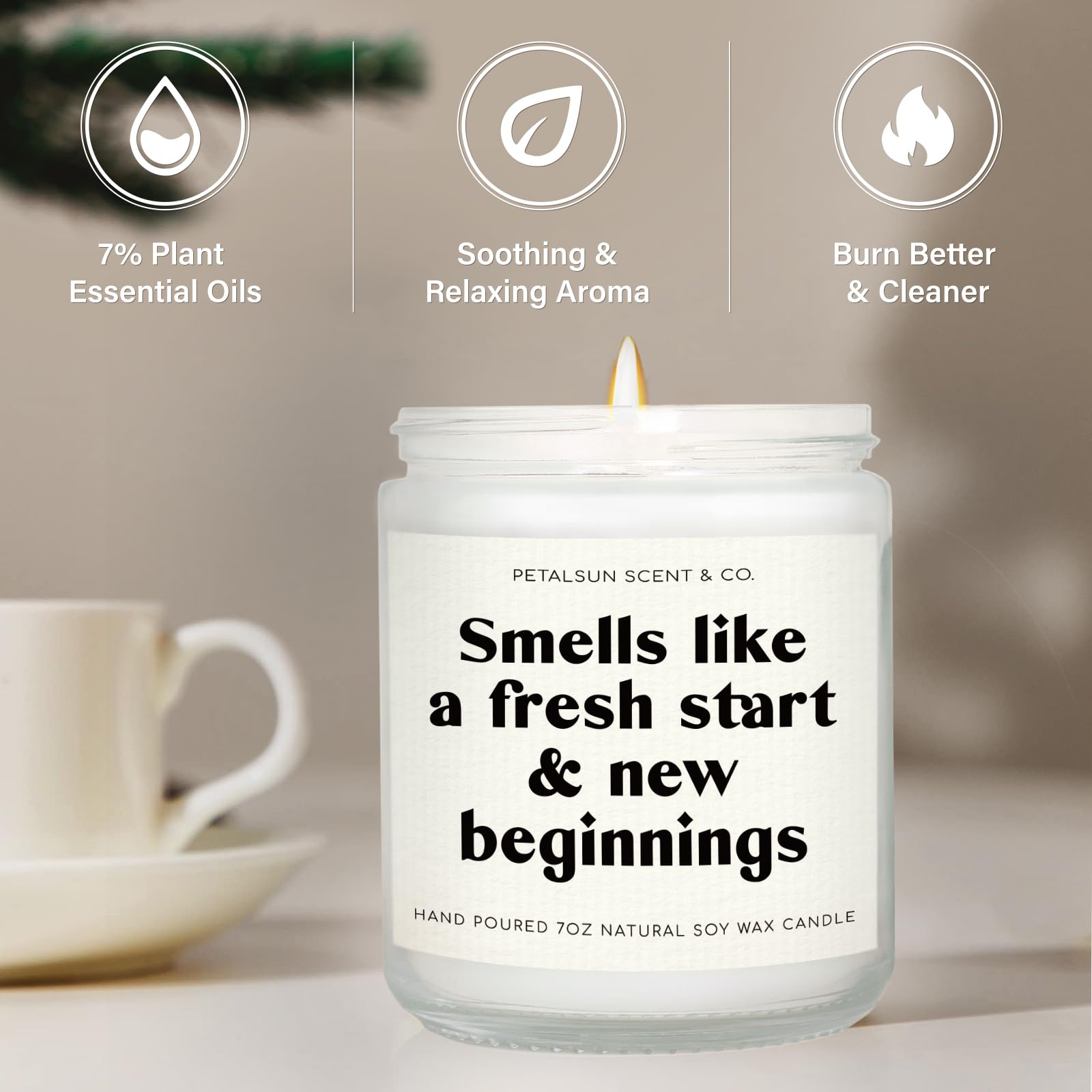 PETALSUN Divorce & New Beginnings Gifts for Women - Handmade Lavender Natural Soy Wax Candle(7oz) - Breakup, New Job, Going Away Gifts for Women, Friends