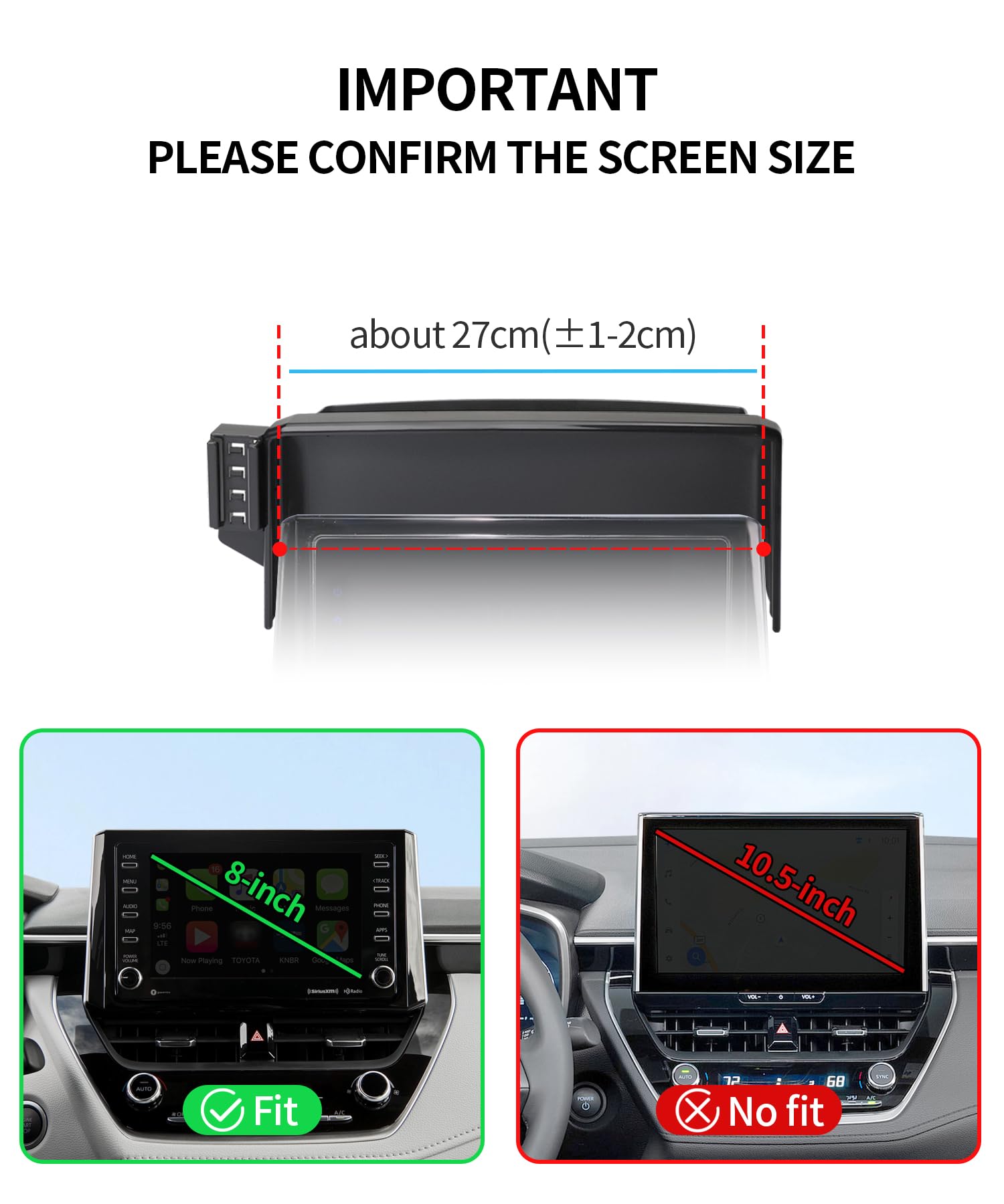 Uchwyt samochodowy do bezprzewodowego ładowania do Toyota Corolla/Hybrid 2020-2026 / Corolla Cross 2022-2026, 20.3 cm ekran stały klips, obrót o 360°, uchwyt samochodowy kompatybilny z