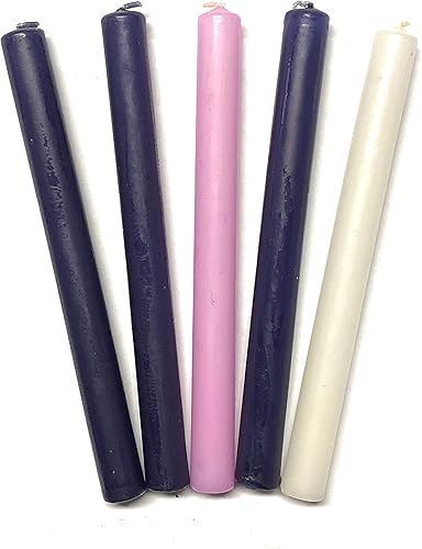 Velas de Adviento - Juego de 5 velas de Adviento de Navidad, color morado, rosa y blanco