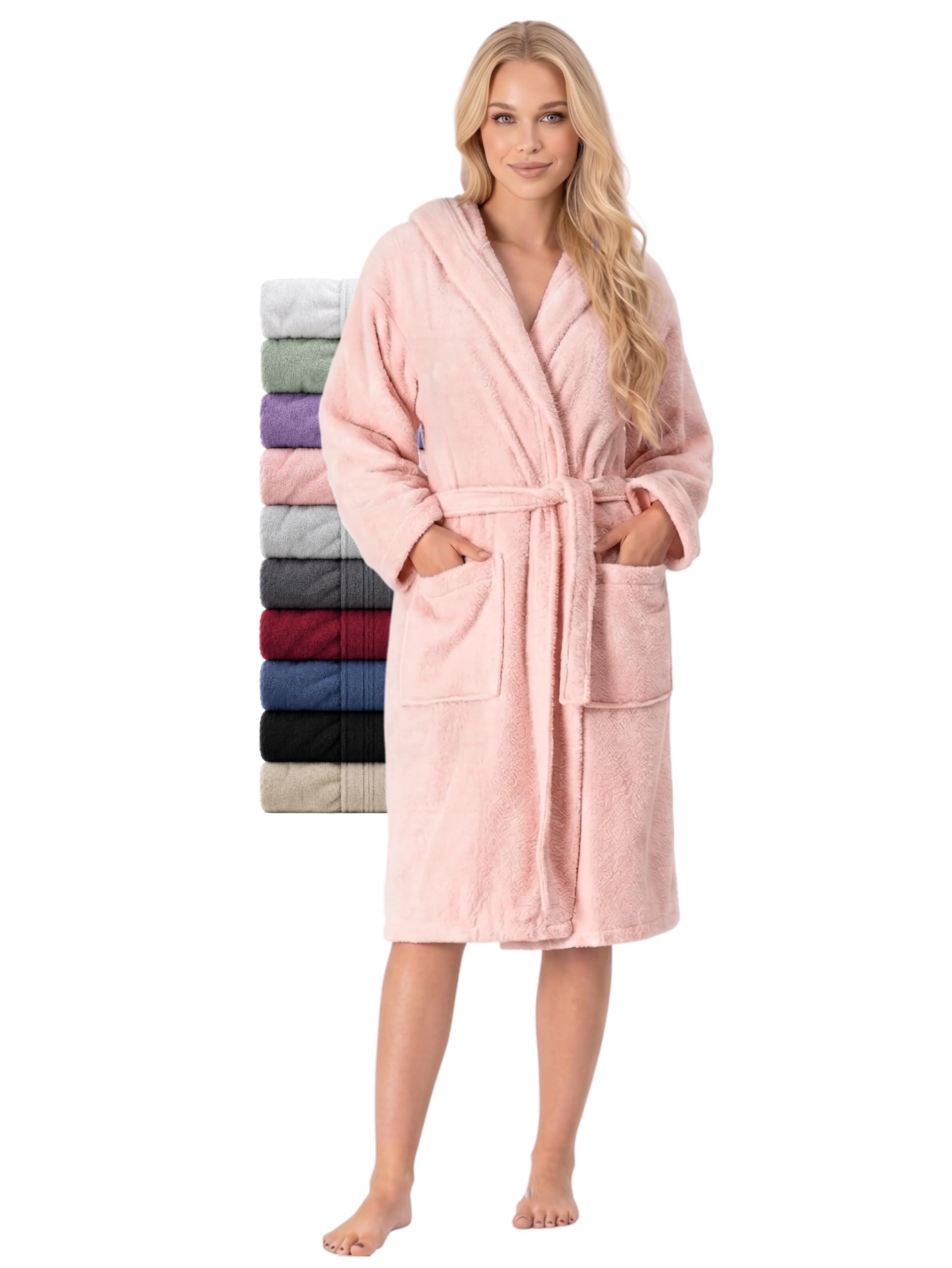 Twinzen Bata de Baño Mujer - 100% Algodón con Capucha