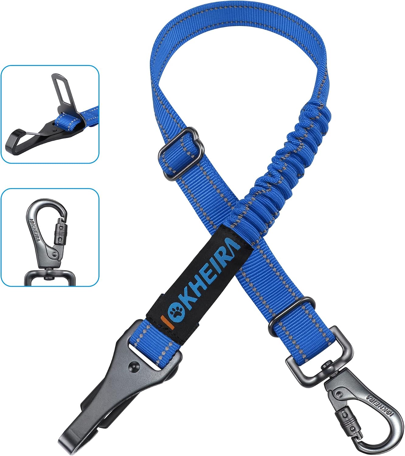 IOKHEIRA Dog Seat Belt for Car Dog Car Harnesses Suitable for Safety Belt Buckle ISOFIX and LATCH (Blue), 80 Centimeters