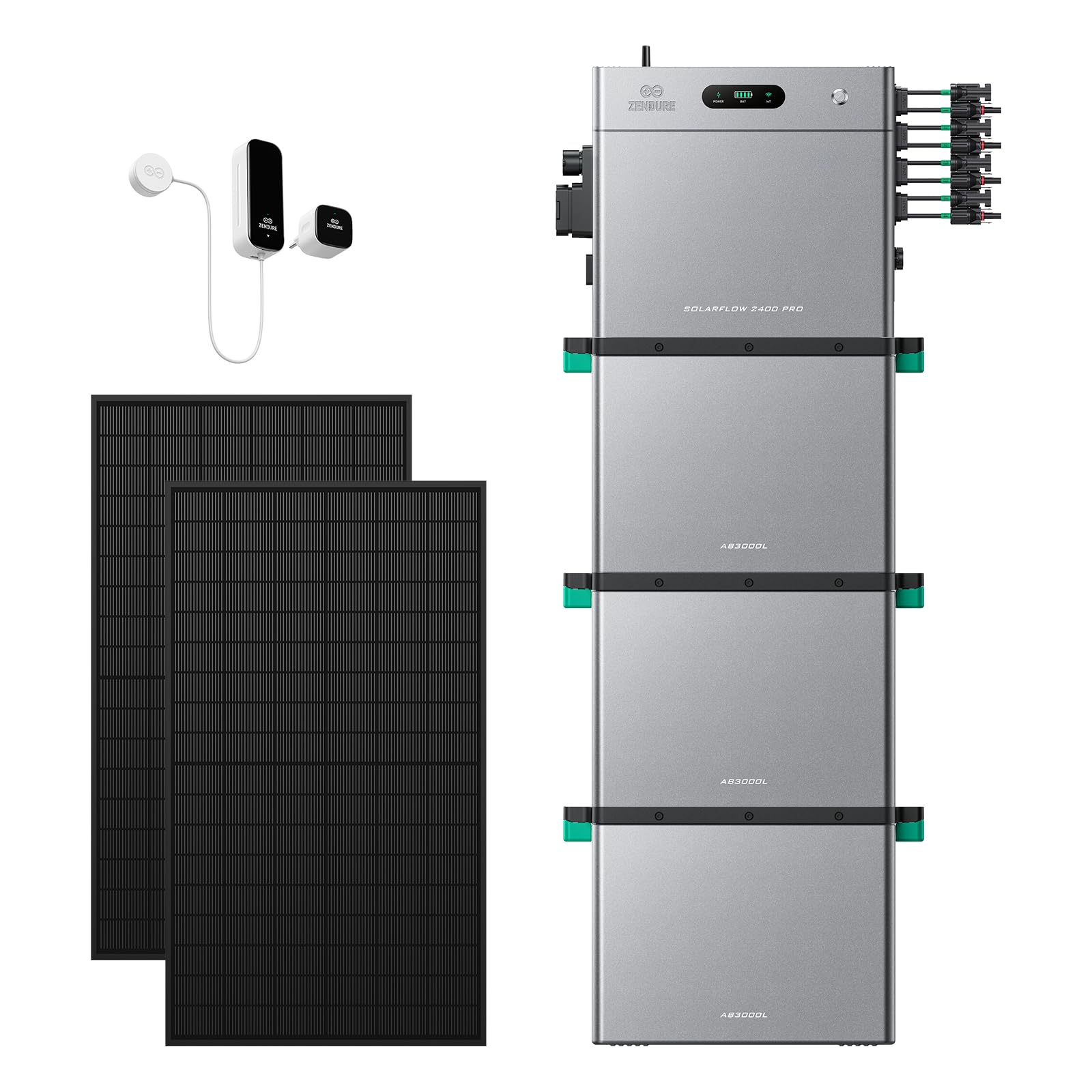 Zendure SolarFlow 2400 Pro+1 D0-Zähler+3 AB3000L Akkus+2 515W Solarpanels