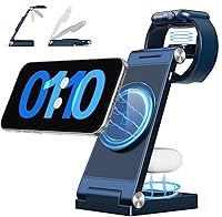 Vista 10 de Estación de carga rápida inalámbrica Mag-Safe 2026, cargador magnético 3 en 1 con luz para iPhone 17 16 15 14 13 12 Pro Max Plus, Apple Watch Series