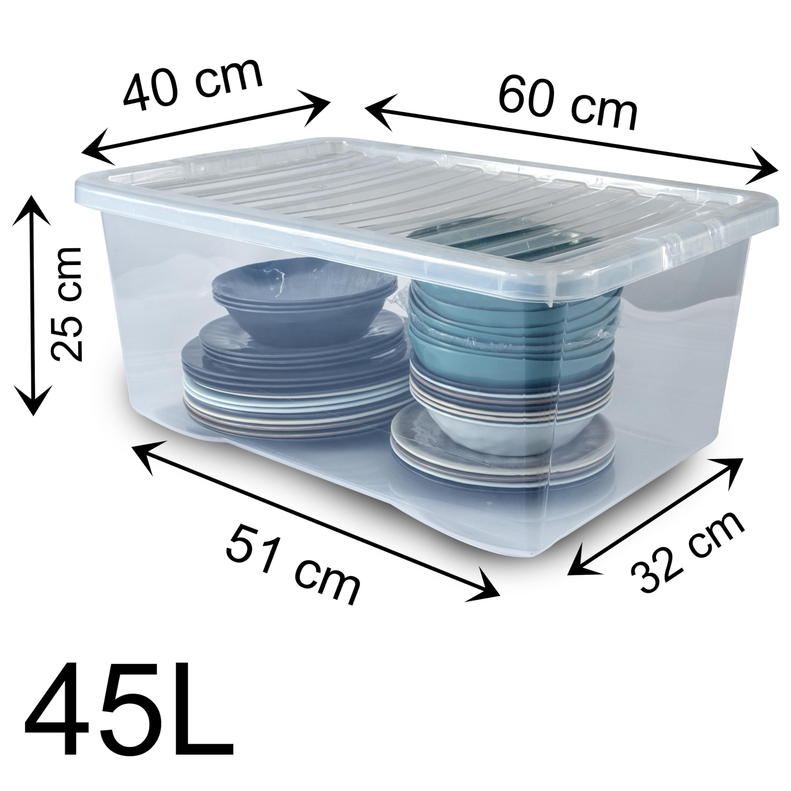 Pekky Faltbare Aufbewahrungsboxen 2 Stück – Transparent, Stapelbar, Mit Deckel, 32,3 X 23,1 X 21,3 Cm