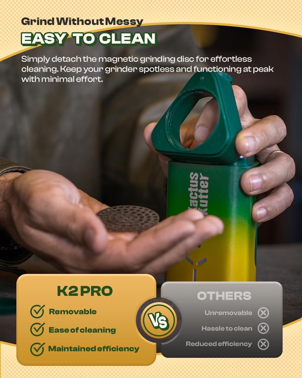 K2 Pro Electric Kitchen Grinder Automatic 3g Portable Spice Mill, Battery Powered Rechargeable Grinder For Kitchen Grinding up to 3 Grams - Gradient Green