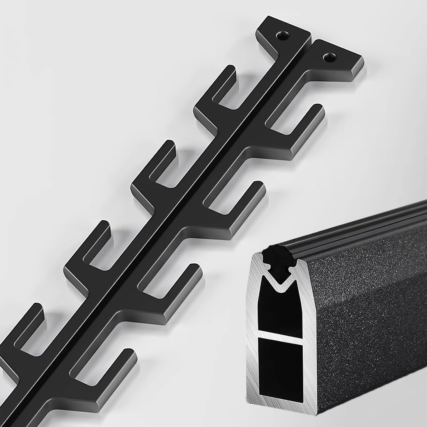 Adjustable Height Closet Black Rod Extenders with Anti-Slip Strip, Metal Wardrobe Armoire Clothes Storage Organizer Closet Rack, Hanger Support Rail(H:90cm(35 3/8"),170cm(66 7/8"))