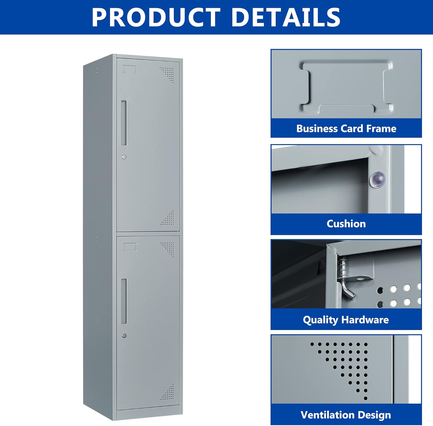 Metal Locker 2 Doors (Grey) - Image 8