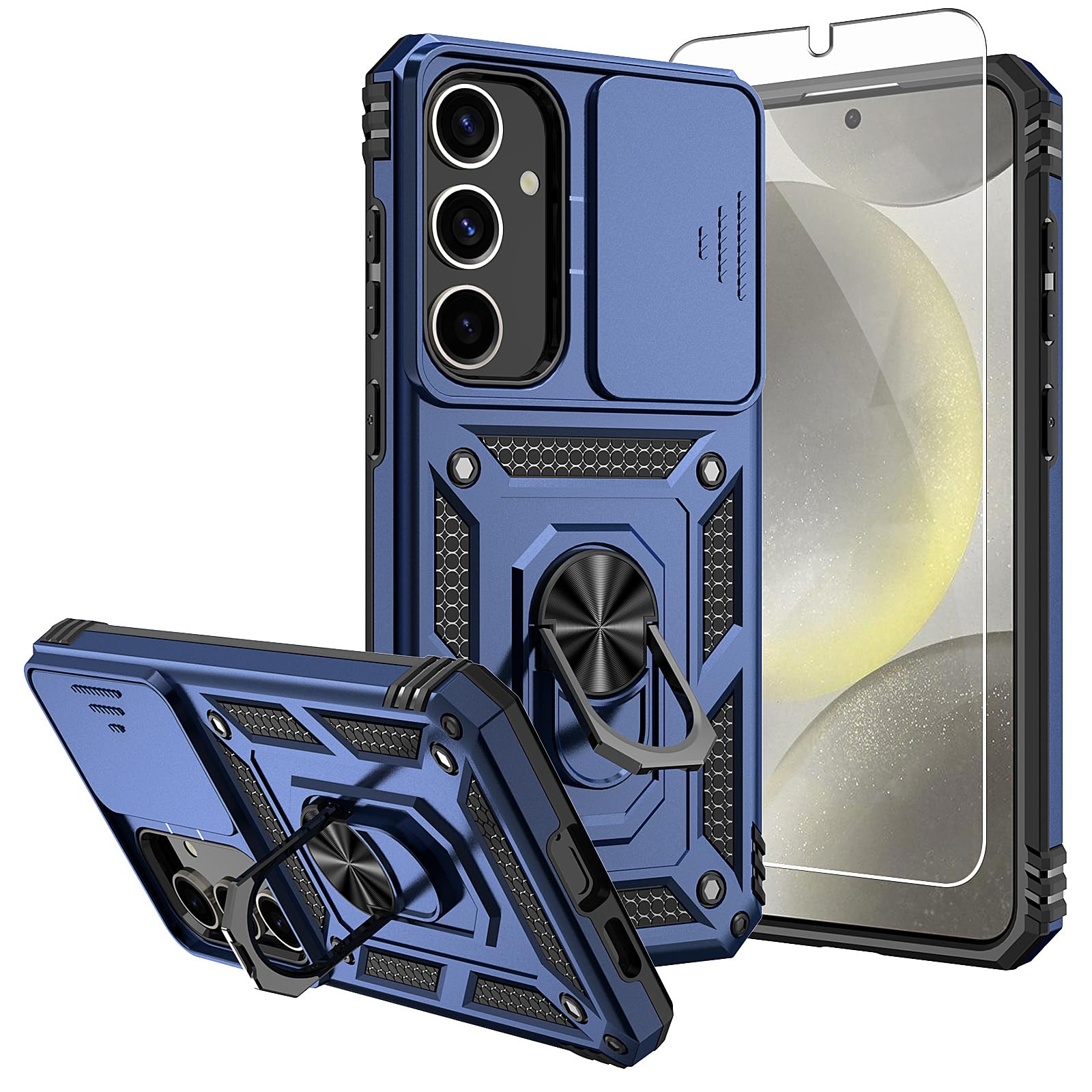 Amazon.com: for Samsung Galaxy S24 Case,with Screen Protectors and Camera  Cover,[Military Grade] 16ft.Drop Tested Cover with Magnetic Kickstand  Protective Case for Galaxy S24 6.2 inch, Blue : Cell Phones & Accessories