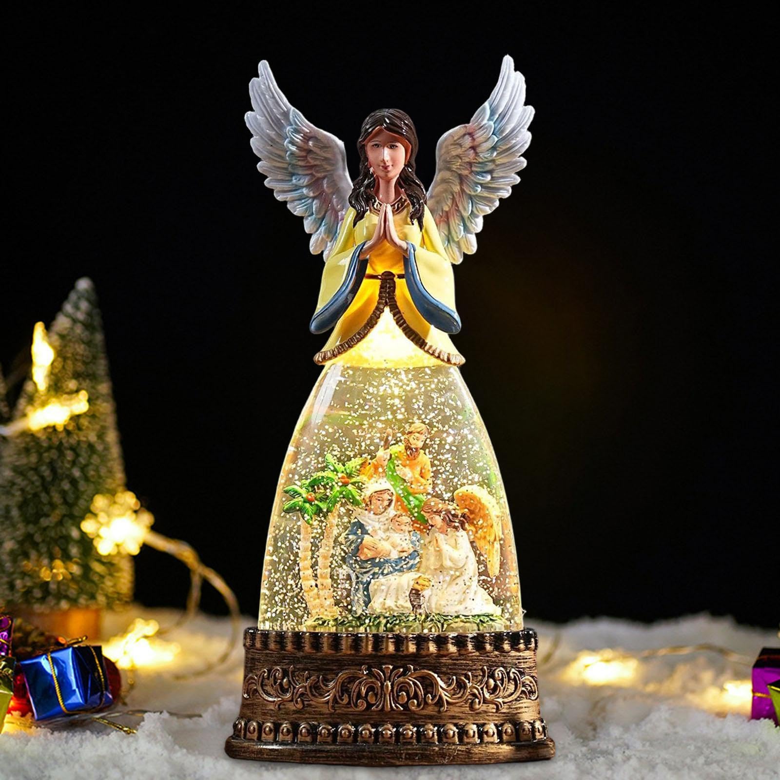 Bola de Nieve Musical navideña, Caja de música, Figura de ángel, decoración navideña Coleccionable, Adorno de Mesa para Fiestas, Style B