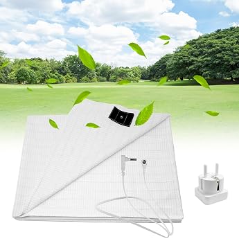 iPalamila Grounding Bed Sheet Grounding Mat According to EU Standard Grounding Bed Sheet with 10% Silver Fibre and 90% Organic Cotton Grounding Mat for Better Sleep Grounding Energy and Recovery White 132 x 68 cm