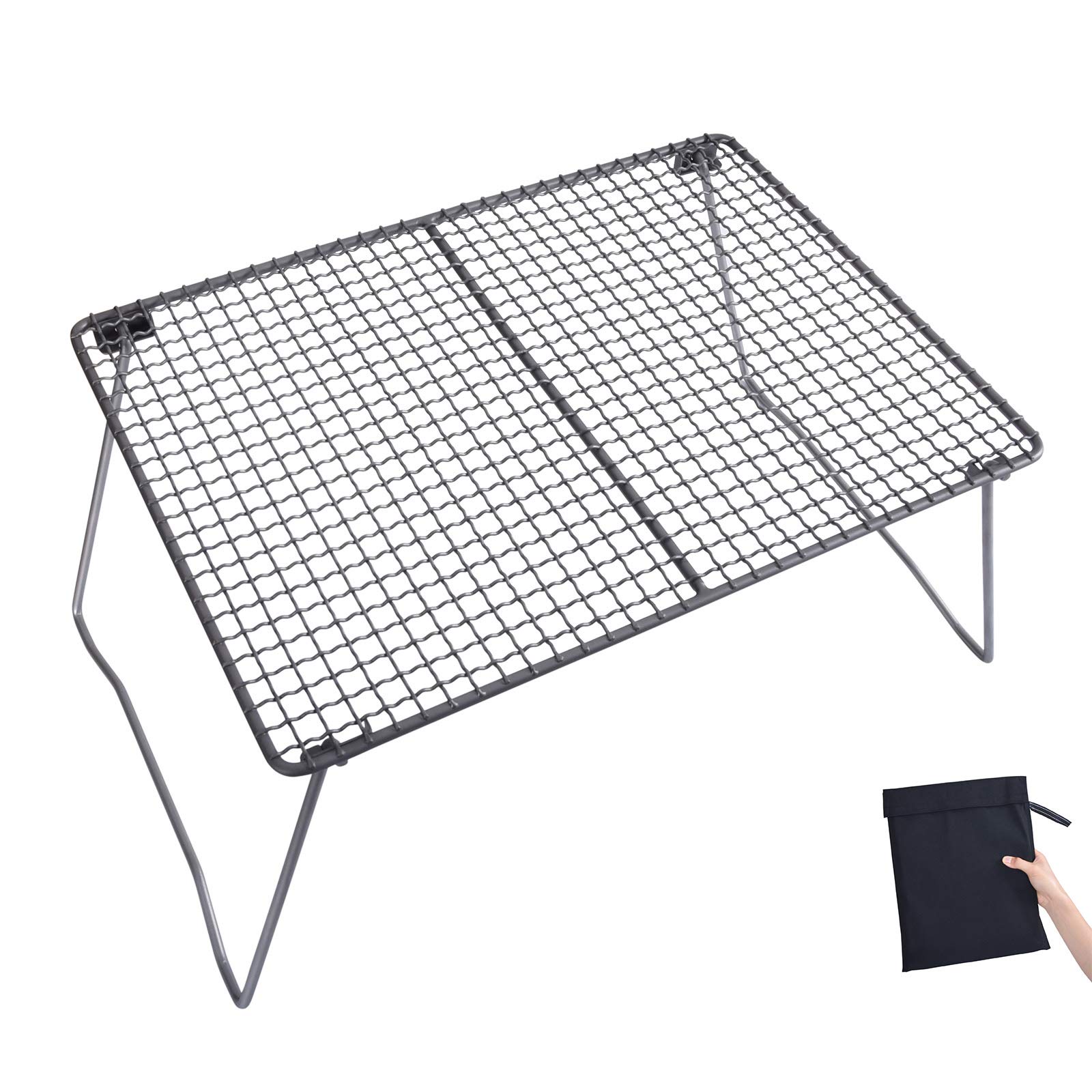 iBaingo Titanium Grill Rack Campfire Folding Grill Outdoor Camping BBQ Net Plate Lightweight