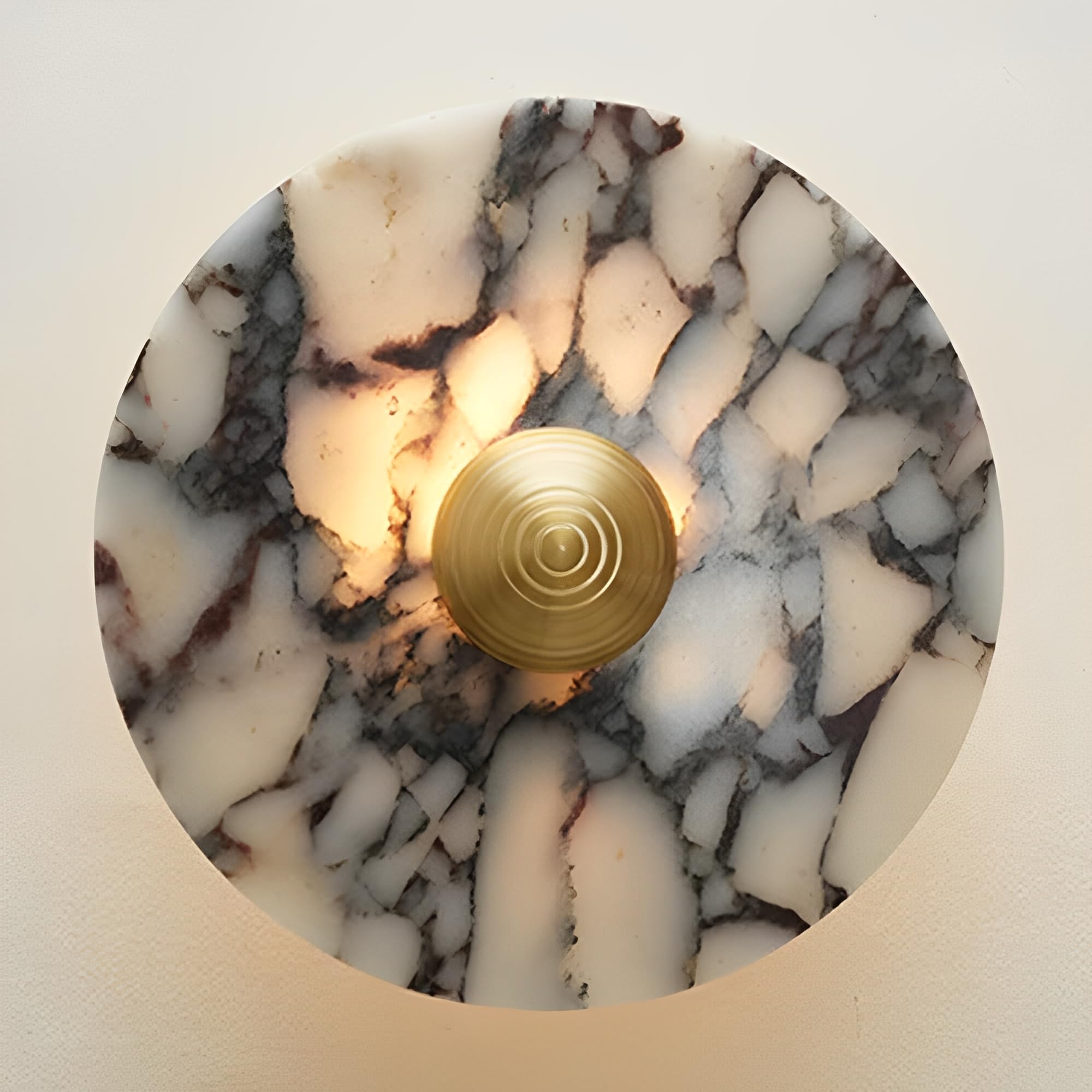 Aplique de pared redondo de alabastro natural para iluminar con calidez tu dormitorio