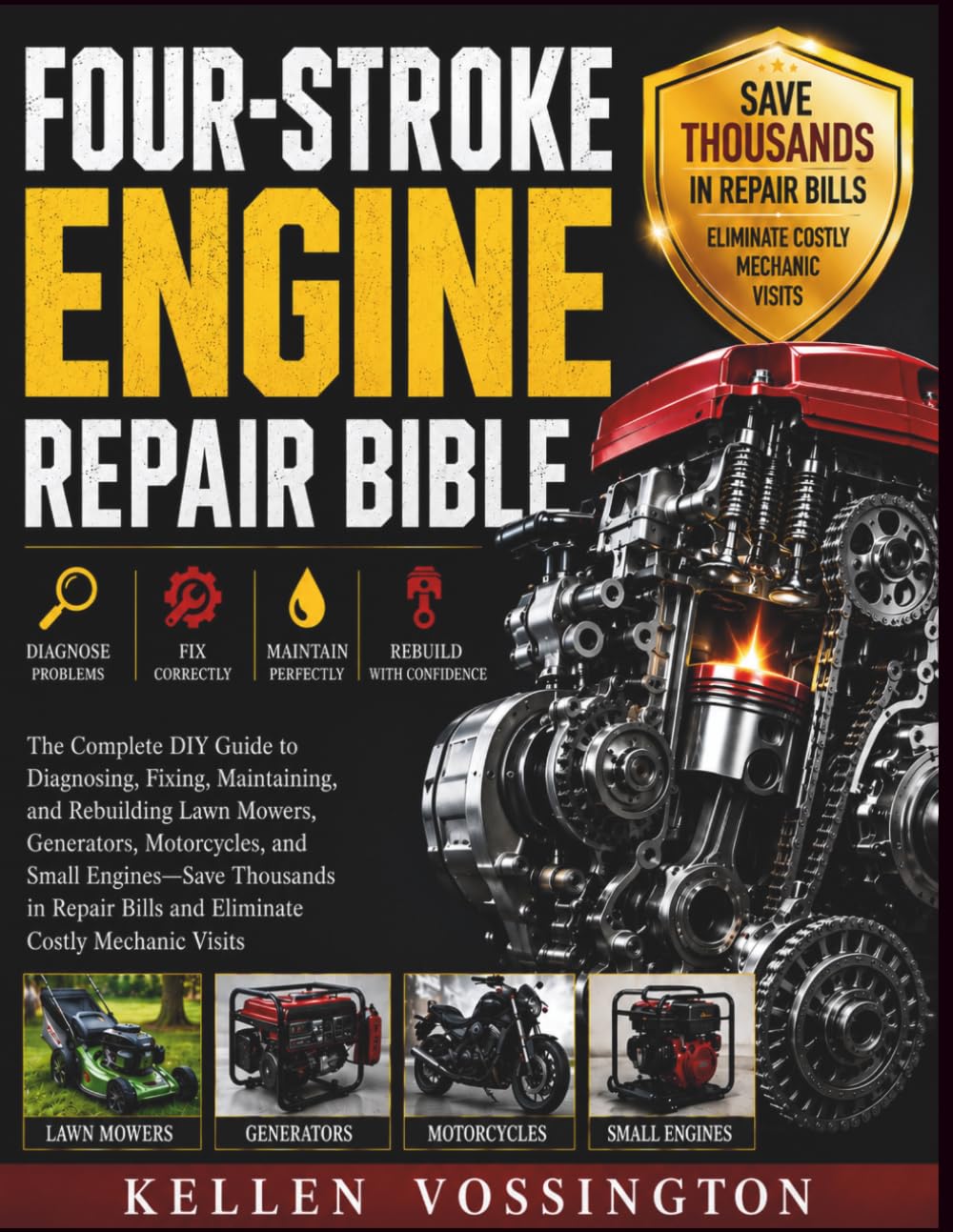 Four-Stroke Engine Repair Bible: The Complete DIY Guide to Diagnosing, Fixing, Maintaining, and Rebuilding Lawn Mowers, Generators, Motorcycles, and Small Engines—Save Thousands in Repair Bills