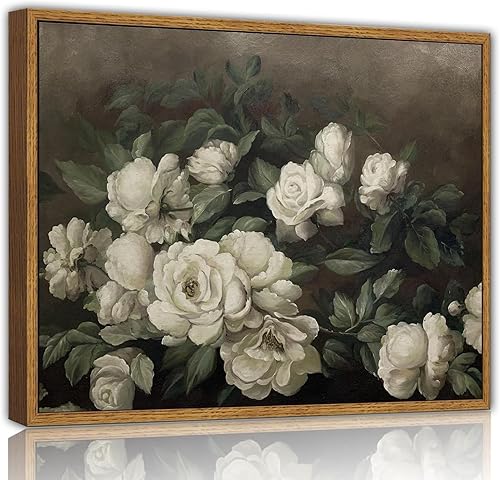 SHENIFY Lienzo floral para pared, pintura clásica vintage, decoración de habitación de flores retro para cocina, dormitorio, oficina, pasillo, 8 x