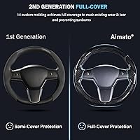 Vista 3 de Cubierta de volante para Tesla Model 3 (2017-2023) / Model Y (2020-2024), antideslizante, agarre cómodo, transpirable, personalizada para accesorios