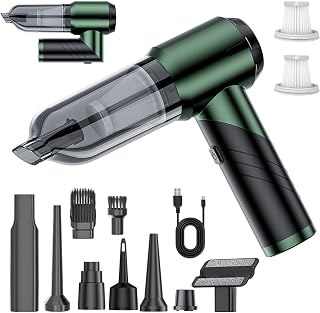 Aspirador de Mano, 15000Pa Aspiradora Sin Cable Potente, Mini Aspirador Plegable Portátil, 6000mAh Aspirador de Mano Recargable, 3 Velocidades, HEPA-Filtro Lavable, para Coche Oficina Hogar