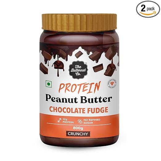 The Butternut Co. Protein Chocolate Fudge Peanut Butter,Crunchy 32 G Protein|High Protein,Nutritious Treat For Breakfast All Natural No Cholesterol - 800Gram (Pack Of 1) (Peanut Butter Crunchy)