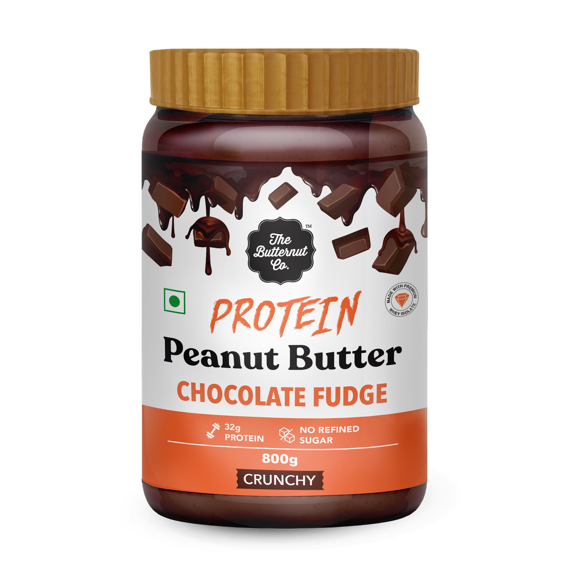 Protein Chocolate Fudge Peanut Butter,Crunchy,32 G Protein,No Refined Sugar,High Protein,Nutritious And Delicious Treat For Breakfast,All Natural,No Cholesterol 800 Grams(Pack Of 1)