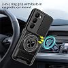 Funda compatible con Infinix Hot 60i 4G, compatible con Infinix Hot 60 5G, soporte magnético para auto, ventana deslizante para cámara, anti caídas 2 en 1 【PC+TPU】 con anillo y patas, negra 3