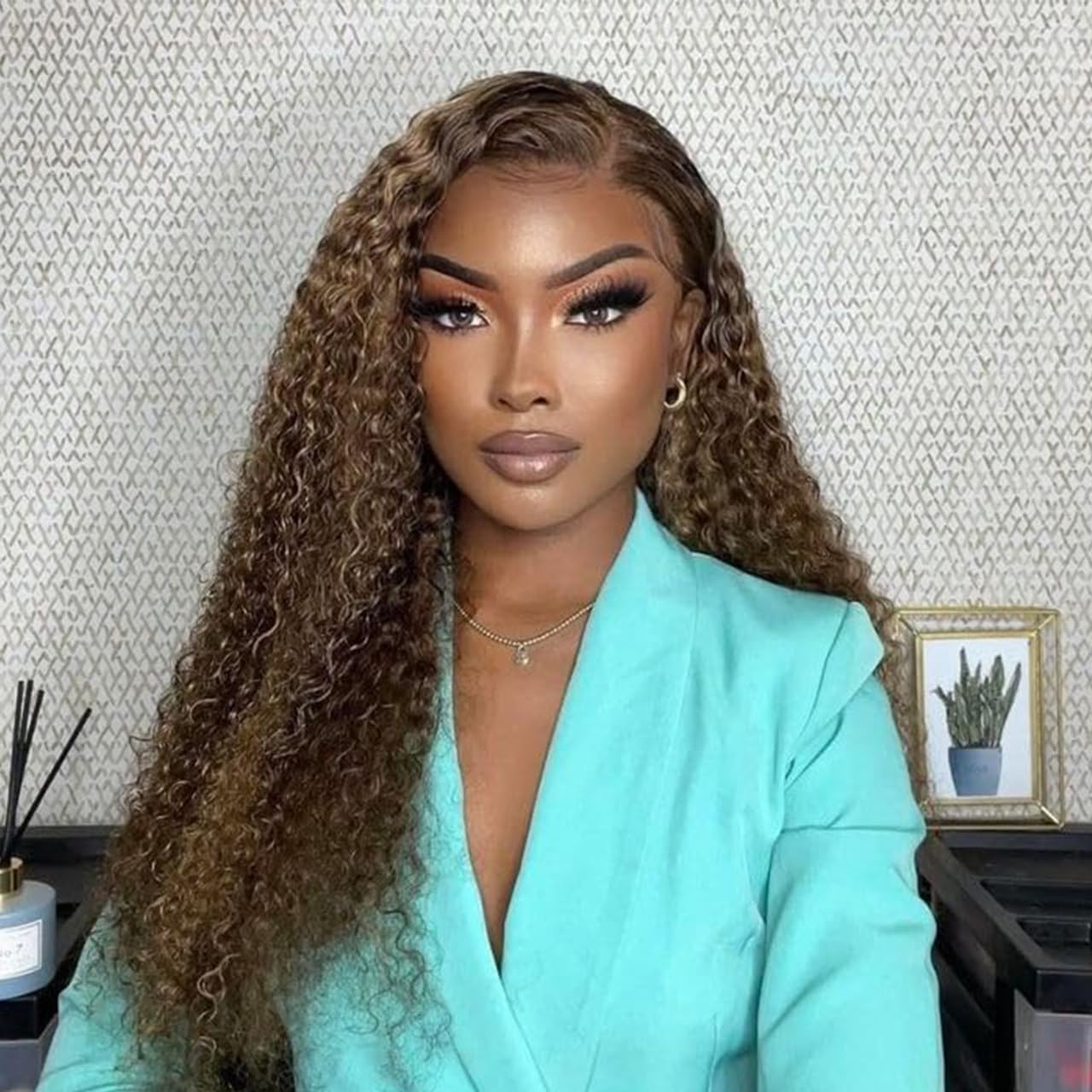 30 Inch 13x6 Highlight Wig Human Hair 4/27 Honey Blonde Curly HD Lace Front Wigs Human Hair 200% Density Frontal Wigs Human Hair 13x6 Deep Curly Human Hair Wigs for Black Women