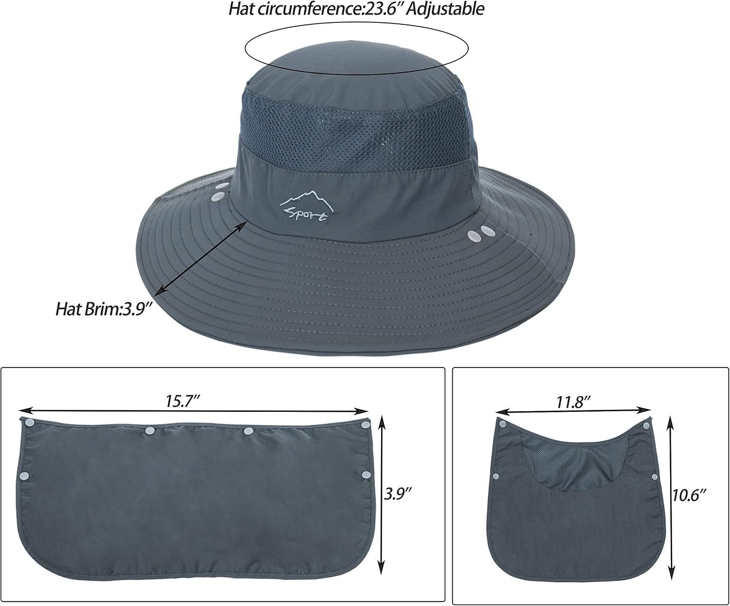 Fishing Hat for Men, Outdoor 3 in 1 Sun Hat Summer Safari Boonie Cap