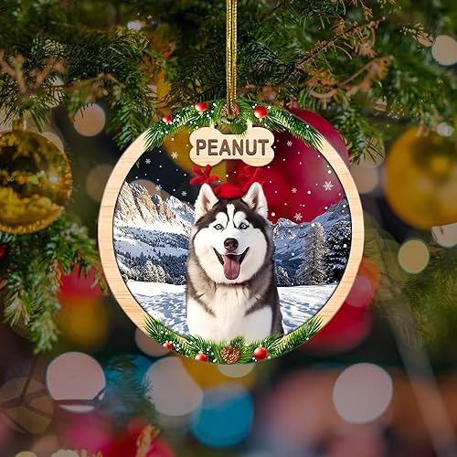 Miniatura 77 de Adorno personalizado de Yorkie para Navidad, adornos personalizados con nombre de mascota, adornos acrílicos para colgar en el árbol de la puerta