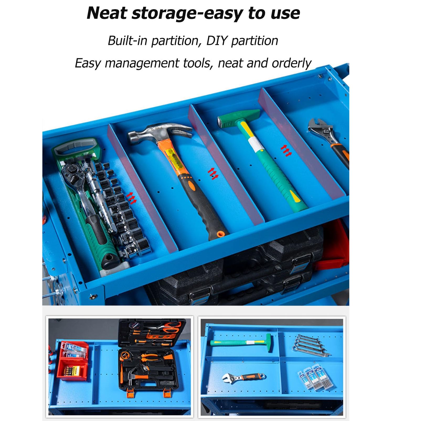 Carrello Porta Attrezzi Mobile, Carrello Porta Attrezzi Multifunzione con Pannello Forato Laterale e Ruote, Carrello di Servizio Meccanico per Organizzatore di Stoccaggio Industriale Resistente
