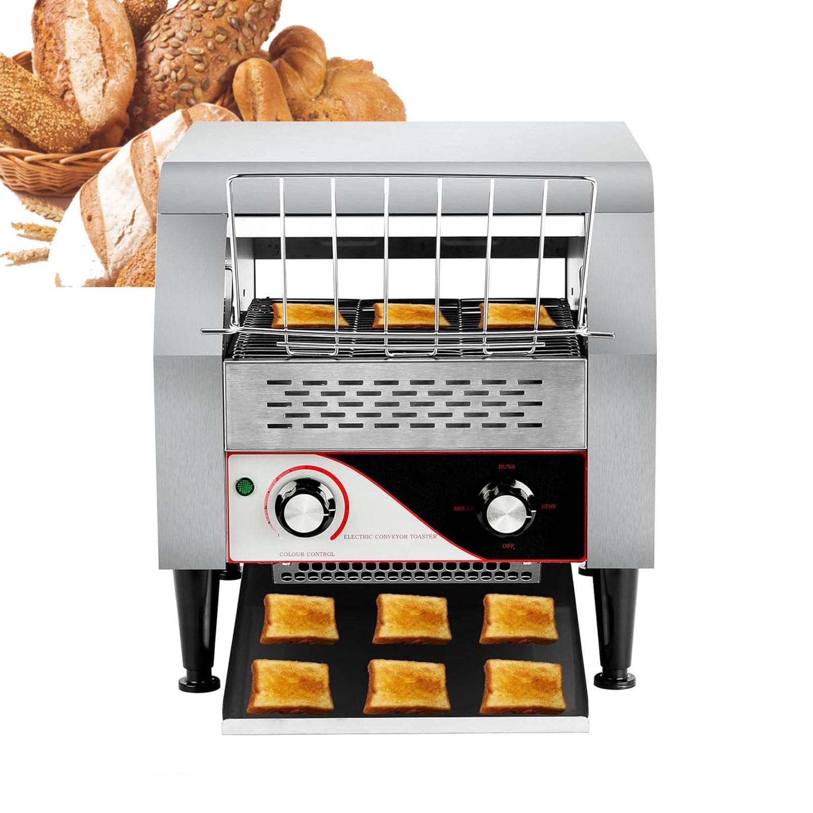 Tostapane commerciale, tostapane per ristorante con trasportatore da 450 fette/ora, tostapane per ristorante per impieghi gravosi, tostapane in acciaio inossidabile, tostapane per hot dog con forno