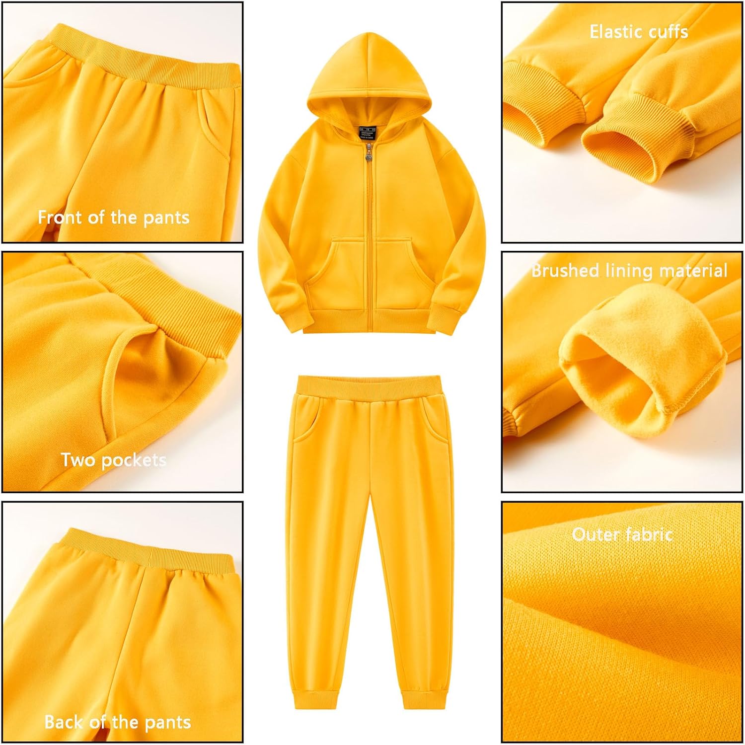 dioxoib Girls 2 Pieces Tracksuits Outfits Soft Fleece Athletic Full-zip Hoodies and Sweatpants Athletic Clothing Sets