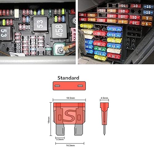 Miniatura 3 de 140 fusibles automotrices - Kit de fusibles de automóvil de hoja estándar, fusible automático surtido para marina, RV, cámper, barco, camión (1A,