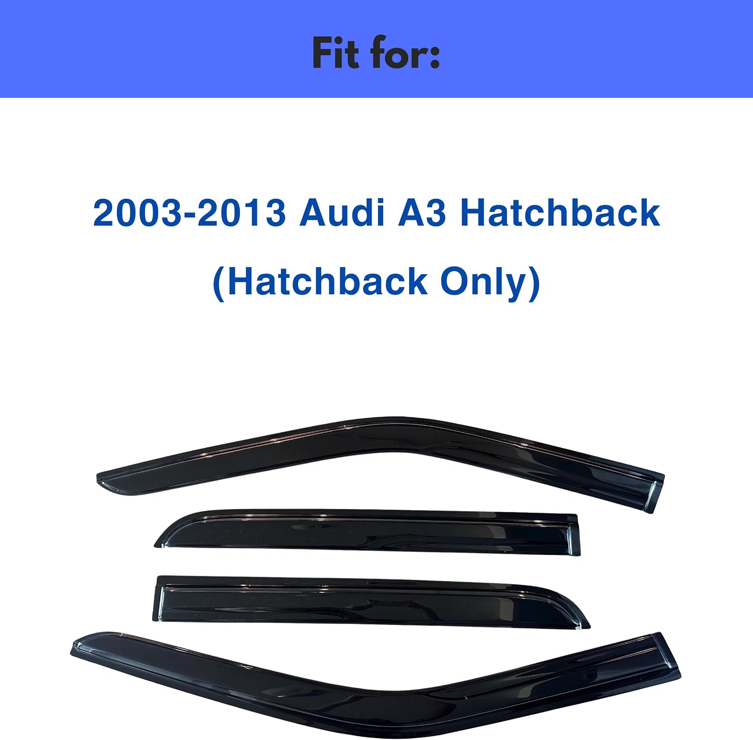 IG Window Visors Fit for 2003-2013 Audi A3 Hatchback, Out-Channel Rain Guards Vent Wind Deflectors 4PC, Car Accessories for 03-13 Audi A3 (Hatchback Only)