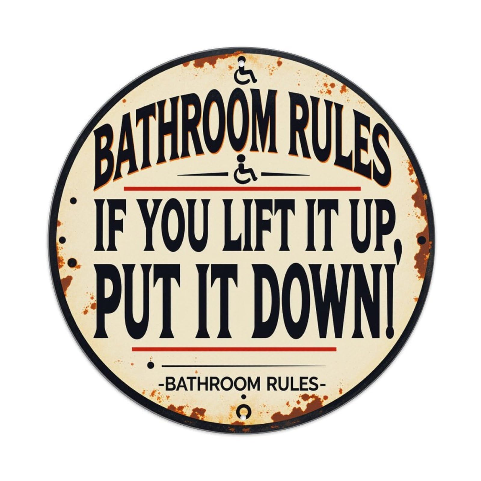 Bathroom Rules Sign With Text Metal Tin Sign Vintage Garden Bedroom Cafe Bar Man Cave Home Wall Decor Metal Poster 8x8 inches