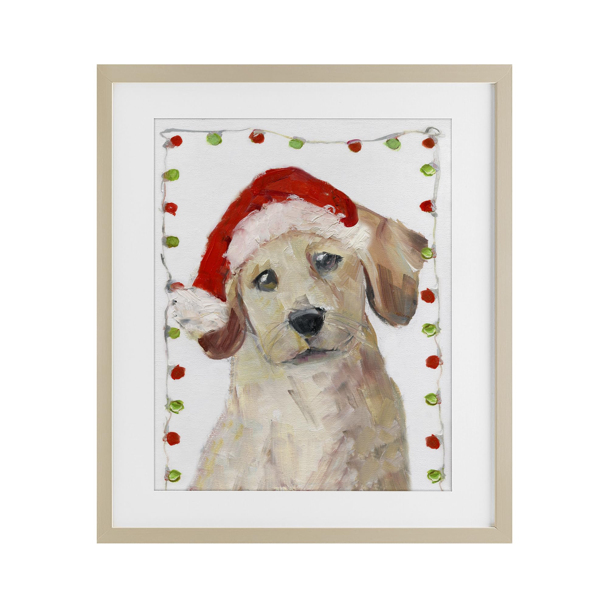 Stupell Industries 'Santa Paws Pup', Framed Print Under Glass, Brown, 13 x 16