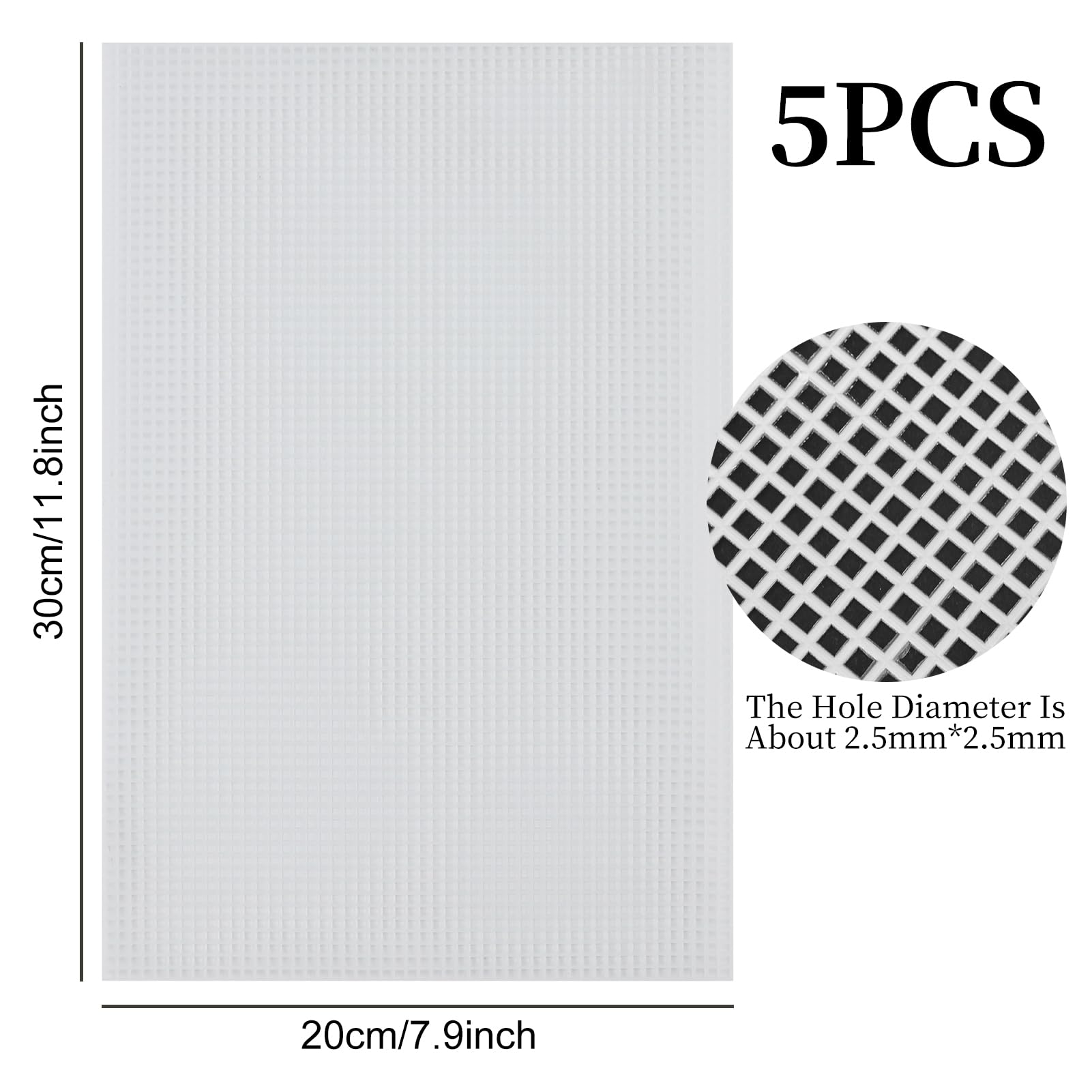 5 Pieces Plastic Mesh Canvas Sheets for Embroidery Crafting, Plastic Needlepoint Canvas, Fursuit Eye Mesh for Crafts DIY, Knit Crochet Projects?Cross-Stitch, Bag Making(White) - Image 2