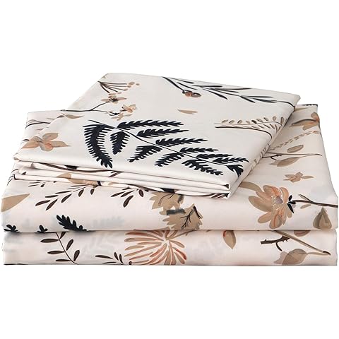 JSD Boho Floral Printed Sheet Set Queen Size 4 Piece, Soft Botanical Pattern Microfiber Sheets Extra Deep Pocket