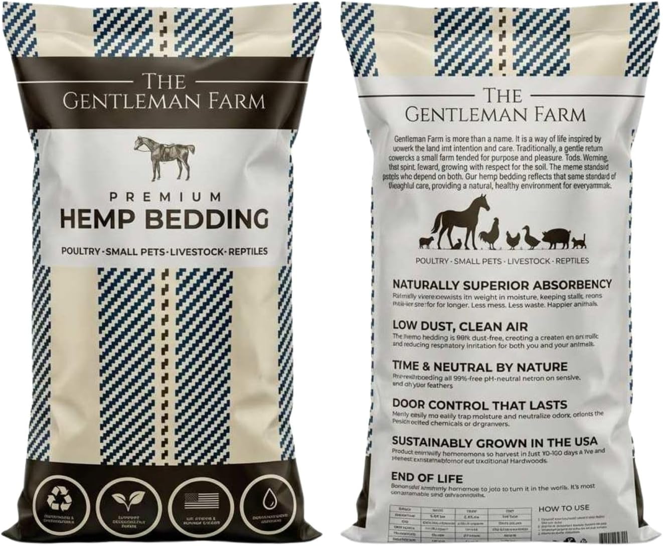 Premium Hemp Animal Bedding for Chickens, Livestock & Small Animals | Highly Absorbent, Low Dust, Natural Odor Control | Coop, Stall & Nesting Bedding | USA Grown Hemp (40lb)
