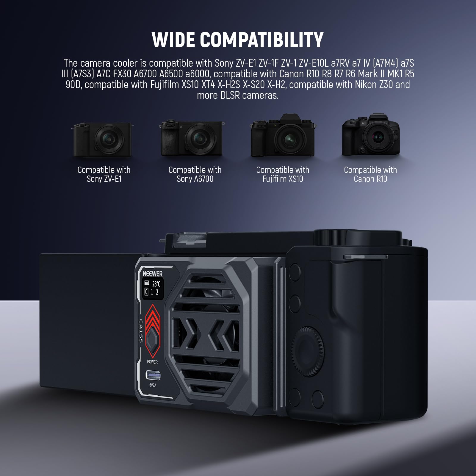 NEEWER Basics Camera Cooling Fan with Battery, Spring Loaded