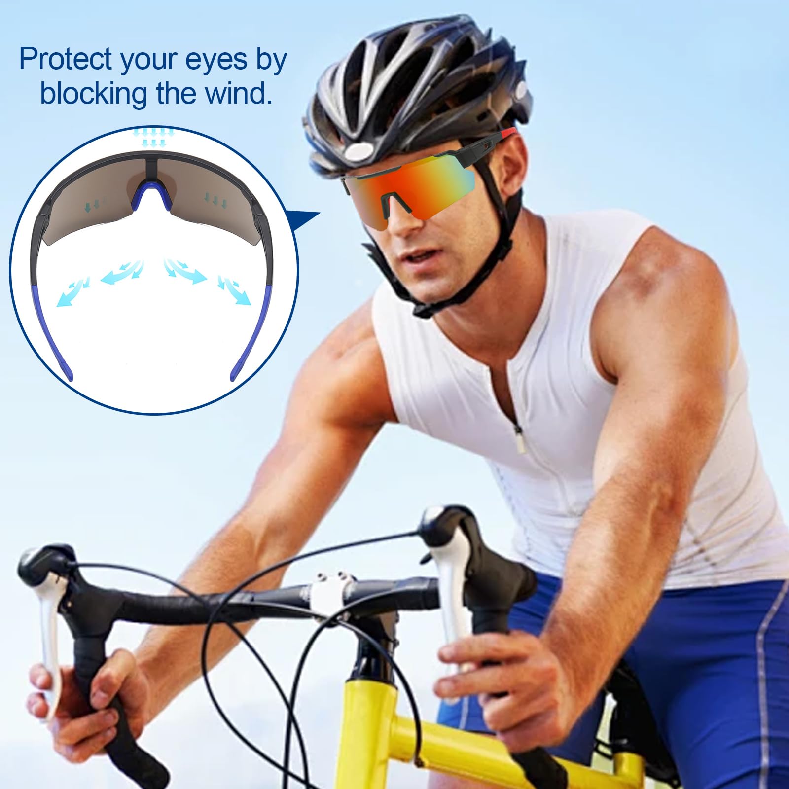 Gafas Polarizadas Ciclismo Deportivas para Hombre y Mujer, Resistentes al Viento UV 400, Cortaviento para Bicicleta