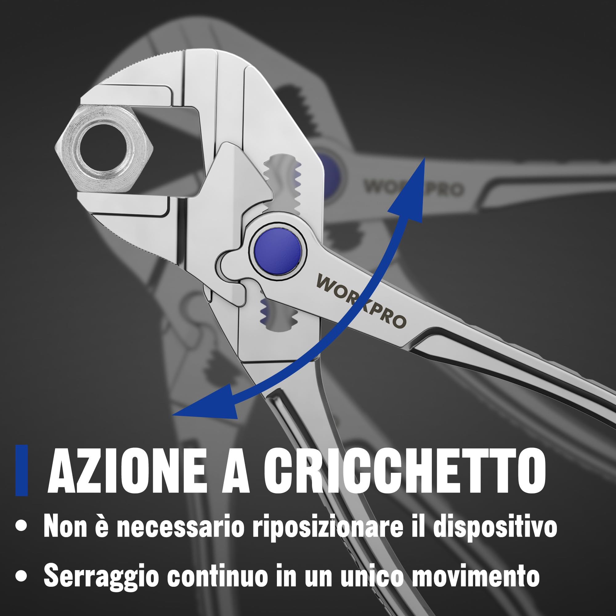 WORKPRO Mini Pinza Chiave da 100 mm, Chiave Regolabile ad Alta Resistenza, Morso Parallelo, Apertura Massima 20 mm, Strumento EDC Compatto per Spazi Ristretti, Argento