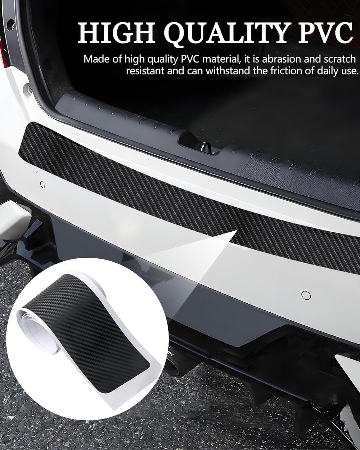 1 pezzo adesivo per bagagliaio auto,adesivo in fibra di carbonio per soglia porta auto,striscia antigraffio per protezione posteriore,accessorio per protezione bordi tappetino bagagliaio,nero