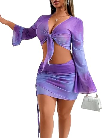 Two Piece Skirt Set Shirt and Skirt Set for Women Going Out Sets Club Outfits Cute 2 Piece Sets Sexy Rave Mini Skirt