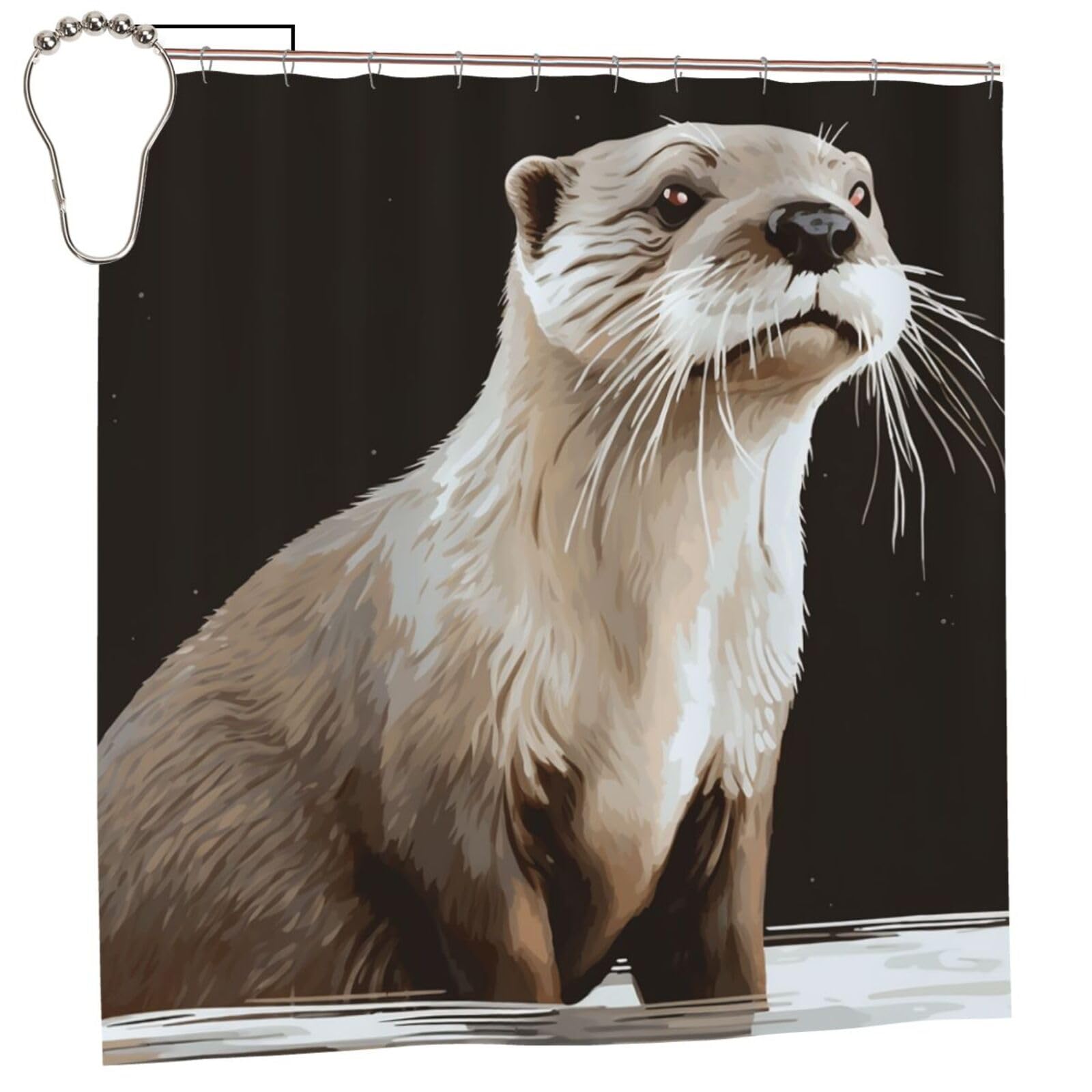 FodPand Otter Shower Curtain 70"x70" Waterproof Long Bathroom Curtain Heavy Duty Thick Cloth Bath Curtain Set with Hooks, Modern Abstract Art Pattern Bathroom Shower Curtains