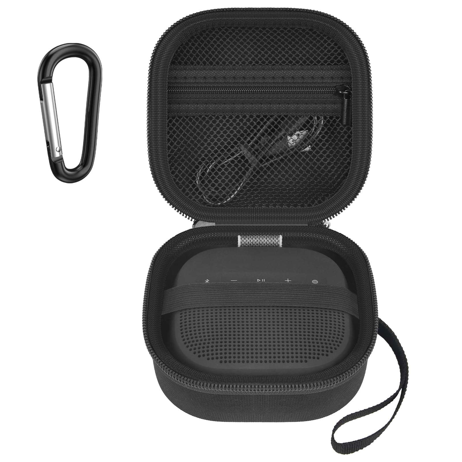 Case Compatible with Bose SoundLink Micro 2nd Gen Bluetooth Speaker, Portable Carrying Storage Organizer Box with Mesh Pocket for USB Cable&amp;Accessories - Black(Bag Only)