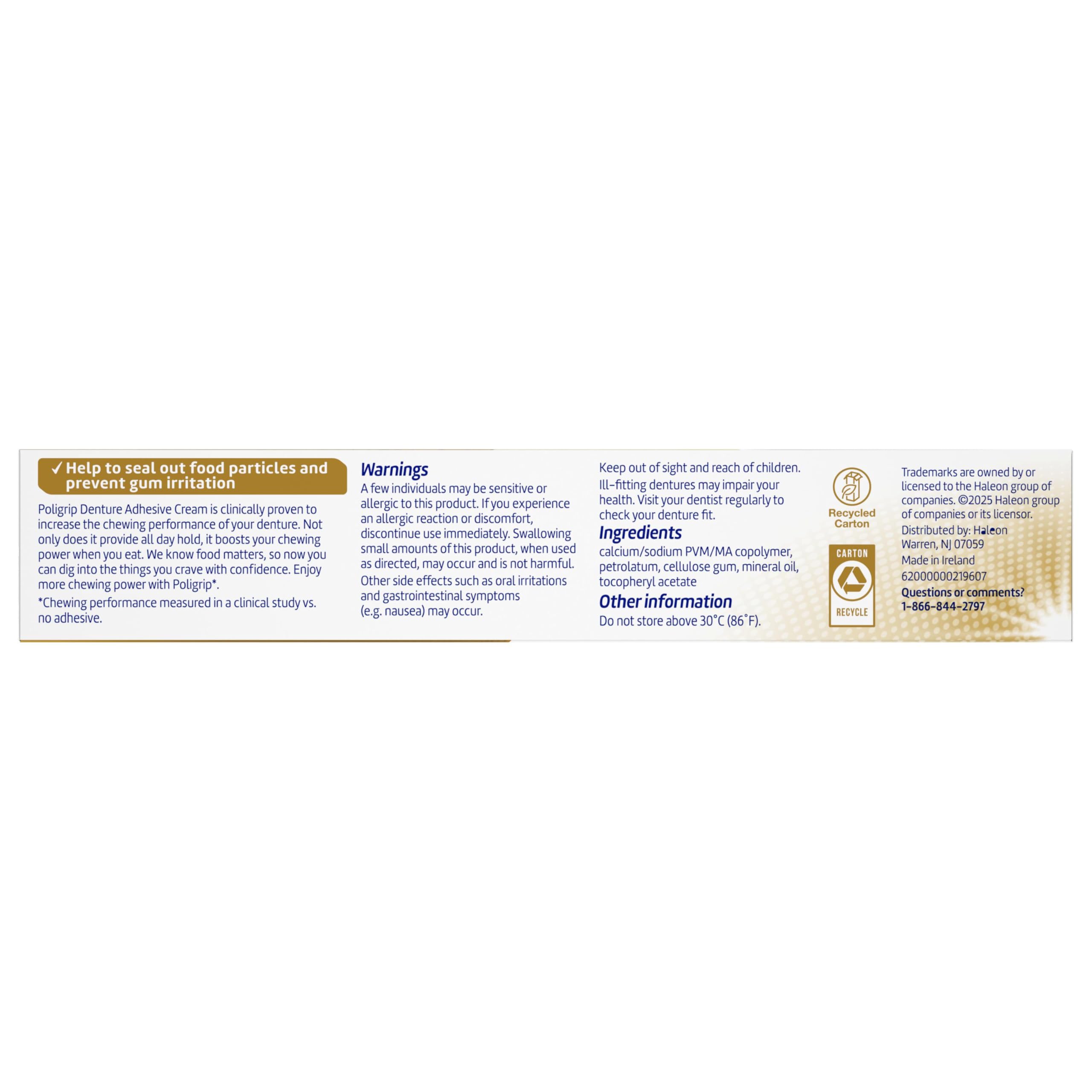 Super Poligrip Extra Care Lot de 4 crèmes adhésives pour prothèses dentaires sans zinc 62,4 g