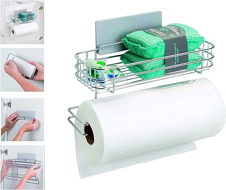 Amazon Interdesign キッチン ペーパータオル バー バスケット付き 強力 はがせる粘着式 Affixx クローム ej キッチンペーパーホルダー オンライン通販
