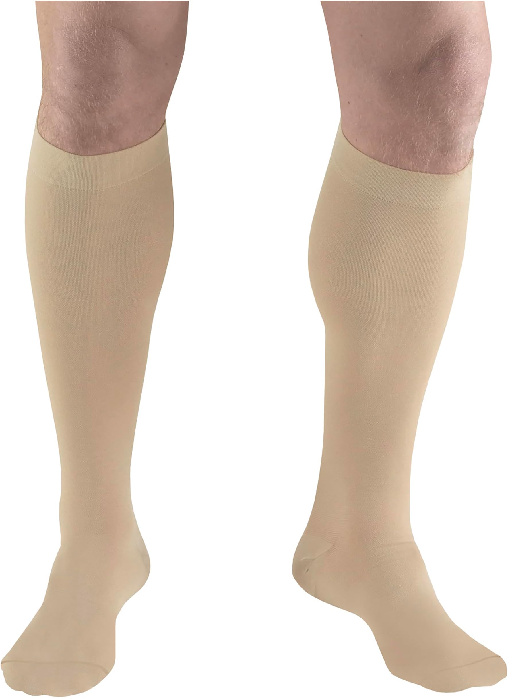 Short Length Surgical Stockings, 18 mmHg Compression for Men and Women, Knee High Length, Closed Toe, Beige, Medium (short length)