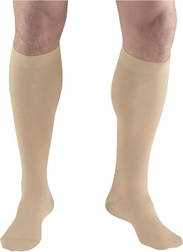 Truform Anti-Embolism Medical Compression Stockings for Post Surgery Hospital Recovery, DVT, Edema, Swelling, Embolism, 18 mmHg, Men & Women Knee High Length, Closed Toe, Beige, Small short length