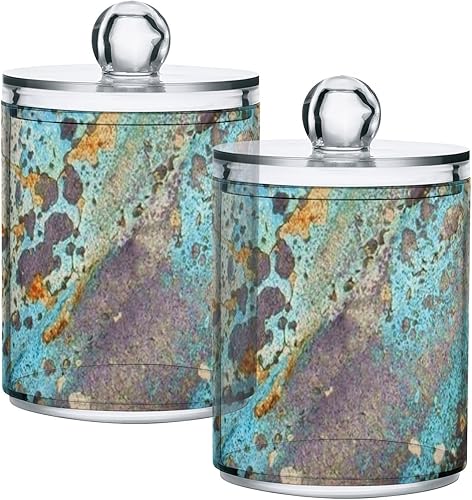 Qtip - Juego de soporte con tapa, recipiente de vidrio transparente de 10 onzas, tarros de boticario, organizadores de baño, accesorios de